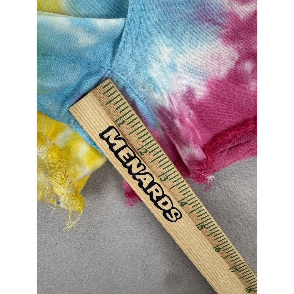 Judy Blue Snow Cone Tie Dye Denim Women's Sz Medium Cut Off High Waist Shorts - Picture 7 of 10